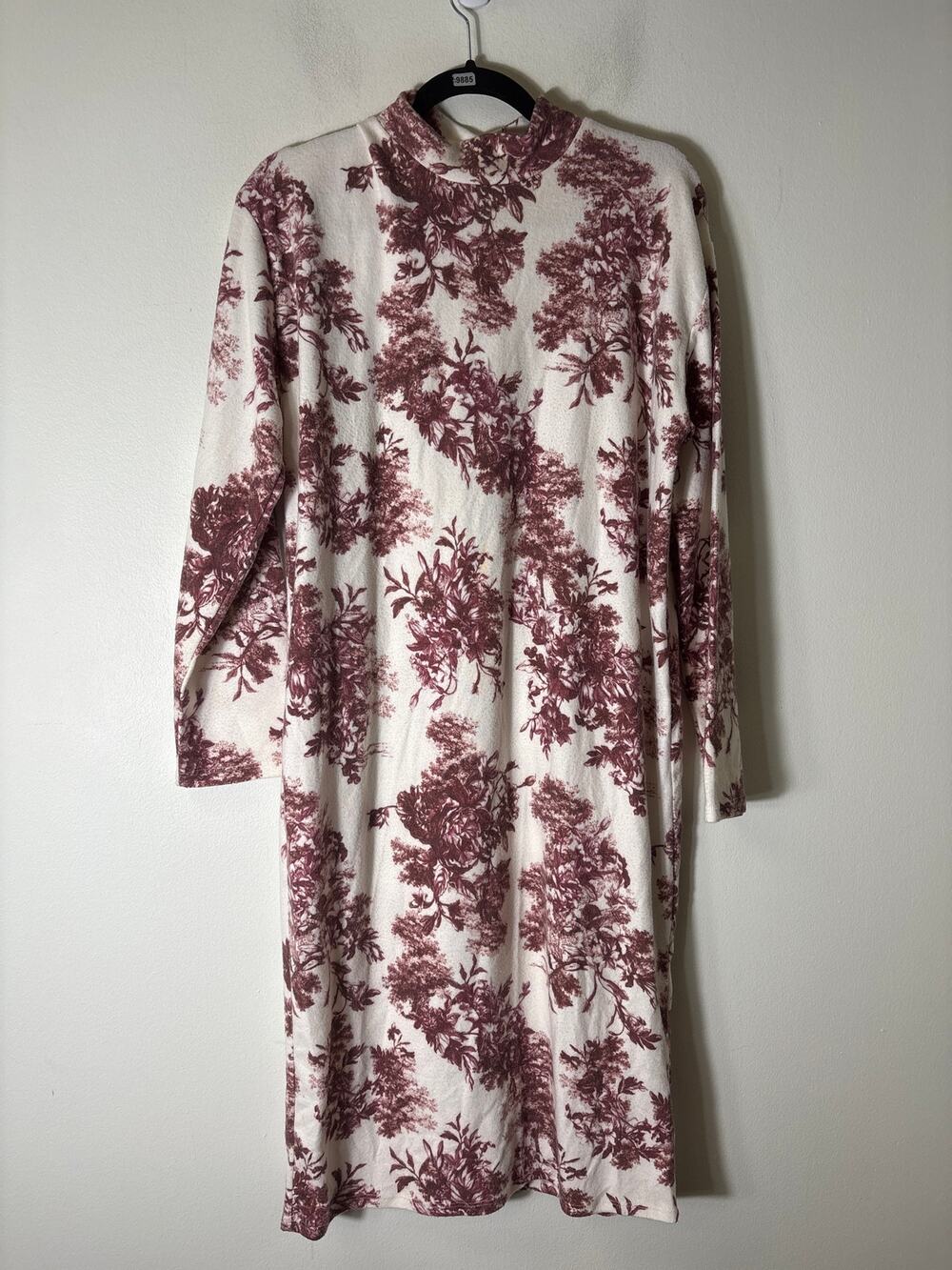 Zara Brown and Cream Soft Fleece Mock Neck Midi Sz M